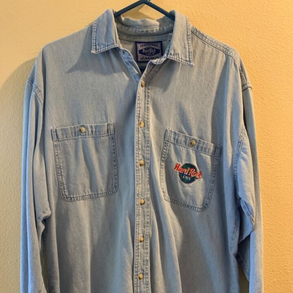 Vintage Hard Rock Cafe jean denim shirt CAPE TOWN SOUTH AFRICA